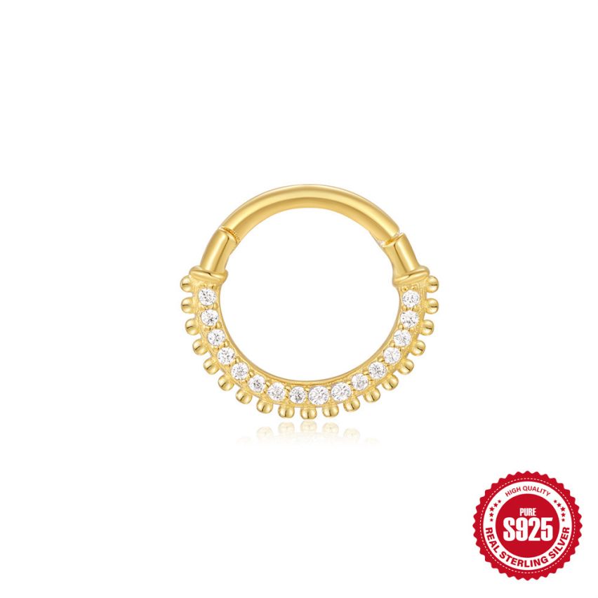 925 Silver 3 galvanization layers Zircon Piercing Earrings 0.38g