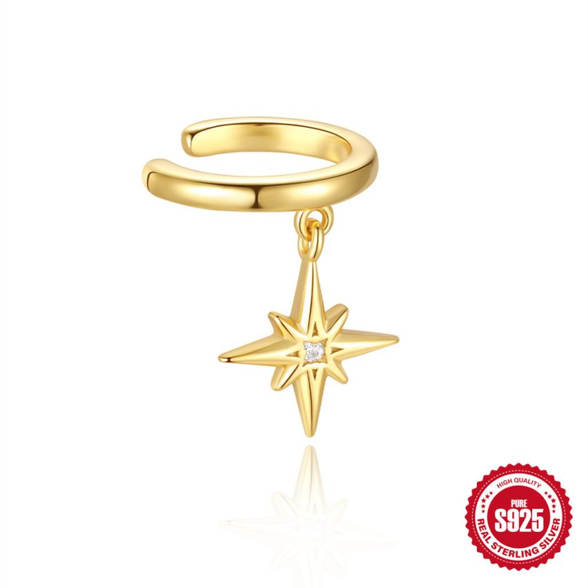 925 Silver 3 galvanization layers Zircon Minimalist Earrings 0.86g 13x9mm