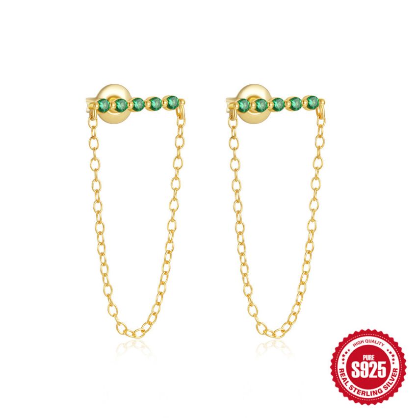 925 Silver 3 galvanization layers Zircon Minimalist Earrings 0.98g 50x11mm