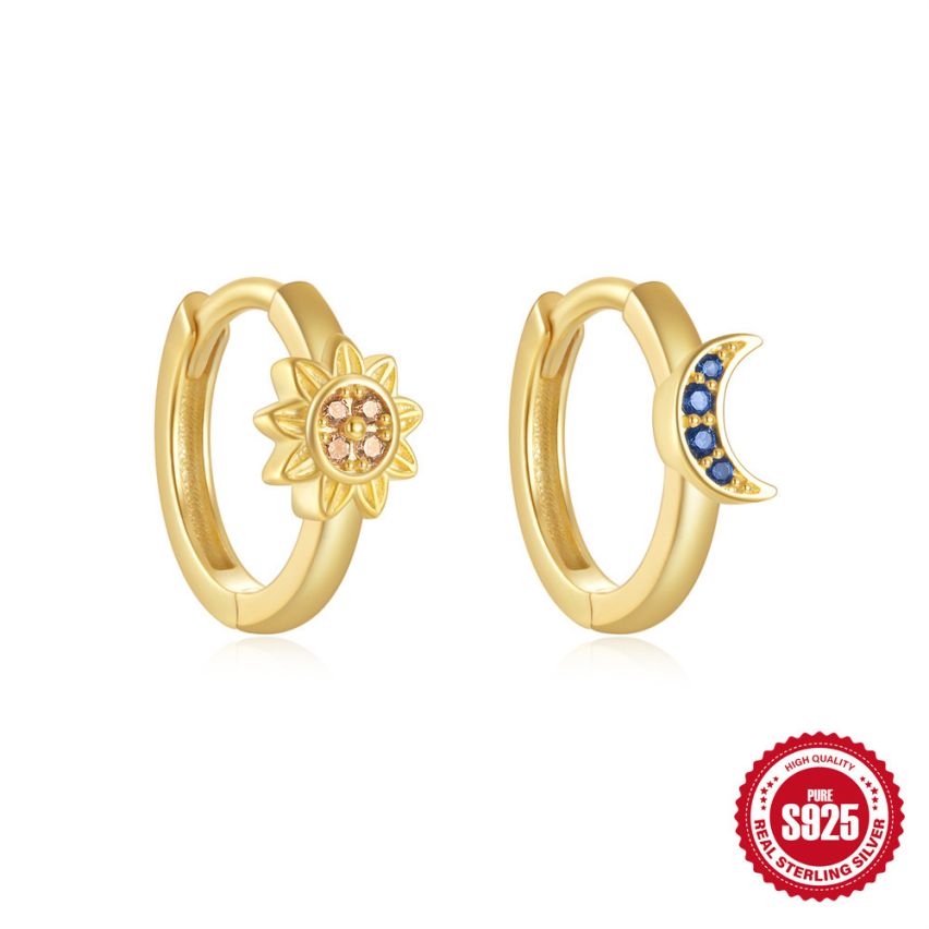 925 Silver 3 galvanization layers Zircon Minimalist Earrings 1.34g