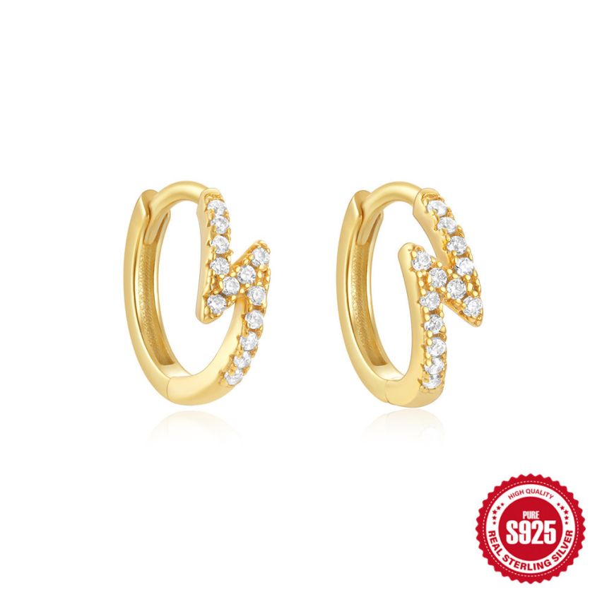 925 Silver 3 galvanization layers Zircon Sets Earrings 1.45g 9x3.5mm