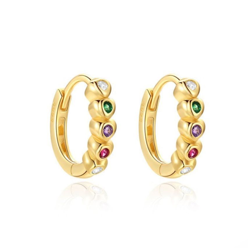 925 Silver 3 galvanization layers Zircon Minimalist Earrings 1.5g 12x3mm