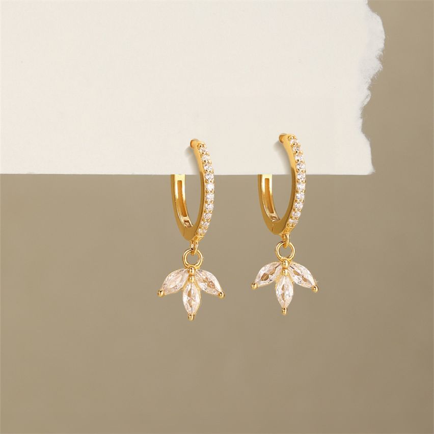 925 Silver 3 galvanization layers Zircon Minimalist Earrings 1.5g 9x7.8mm