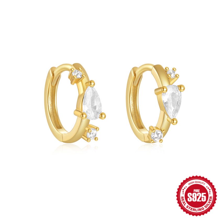 925 Silver 3 galvanization layers Zircon Minimalist Earrings 1.66g