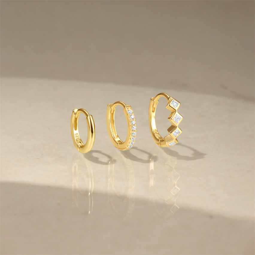 925 Silver 3 galvanization layers Zircon Sets Earrings 1.67g