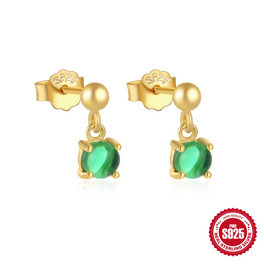 925 Silver 3 galvanization layers Zircon Minimalist Earrings 8g 10.5x3.5mm