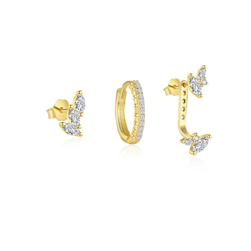 925 Silver 3 galvanization layers Zircon Minimalist Earrings