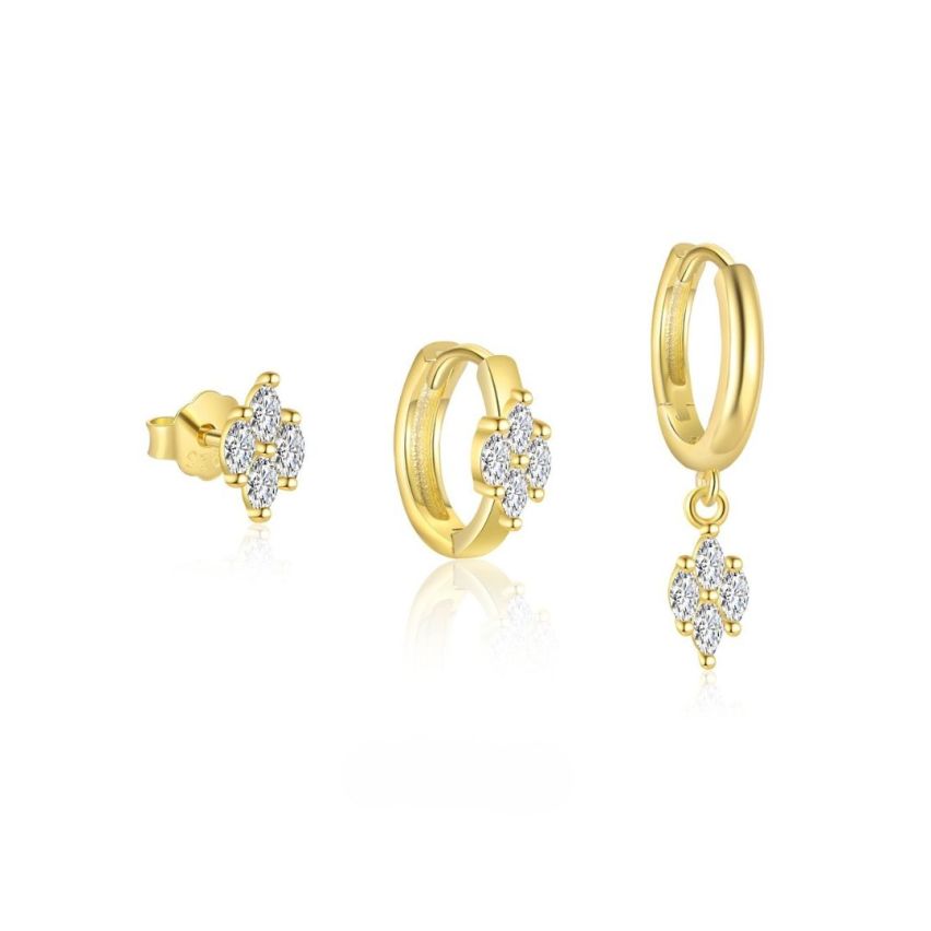 925 Silver 3 galvanization layers Zircon Minimalist Earrings