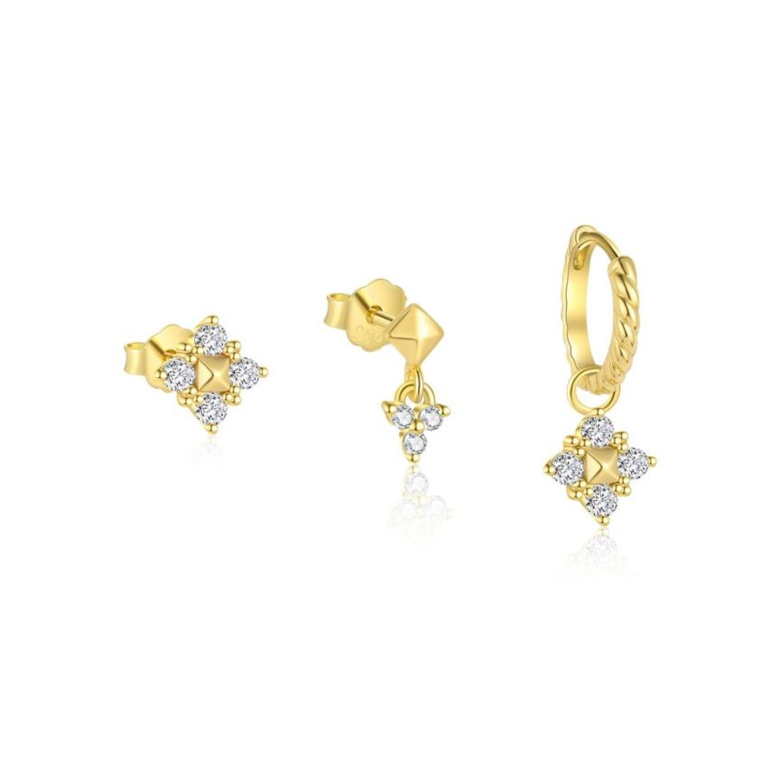 925 Silver 3 galvanization layers Zircon Minimalist Earrings