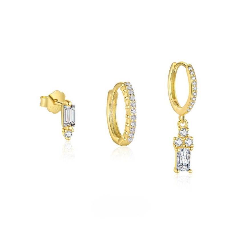 925 Silver 3 galvanization layers Zircon Minimalist Earrings