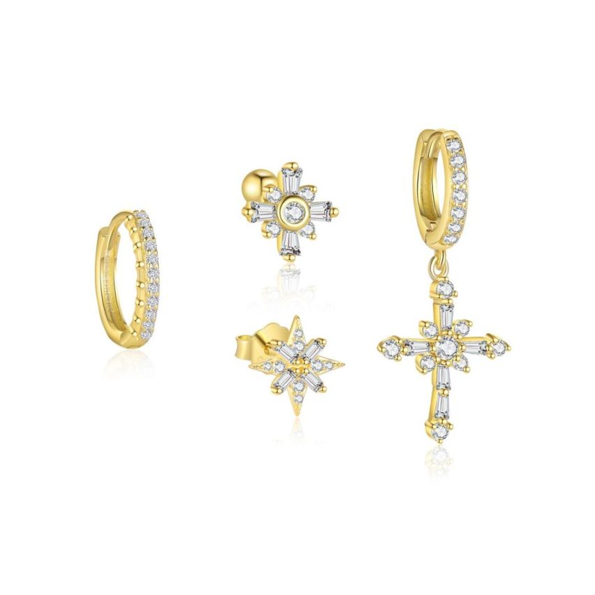 925 Silver 3 galvanization layers Zircon Minimalist Earrings