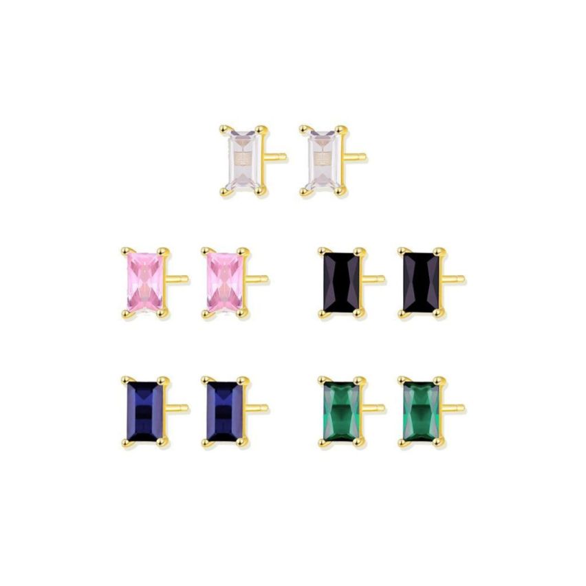 925 Silver Gold Plating Zircon Minimalist Earrings