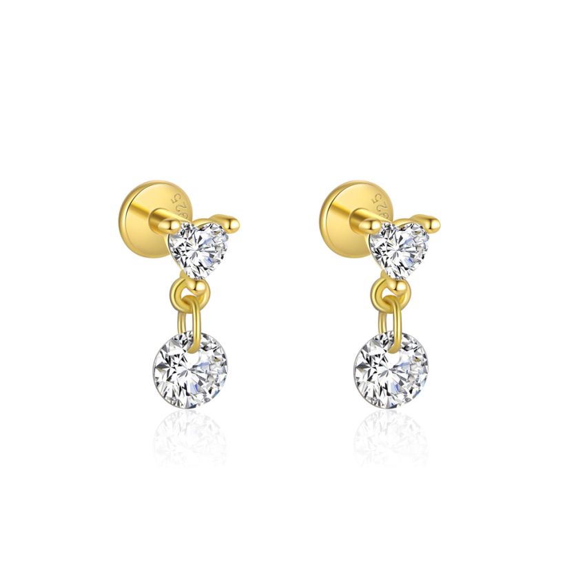 925 Silver 3 galvanization layers Zircon Minimalist Earrings