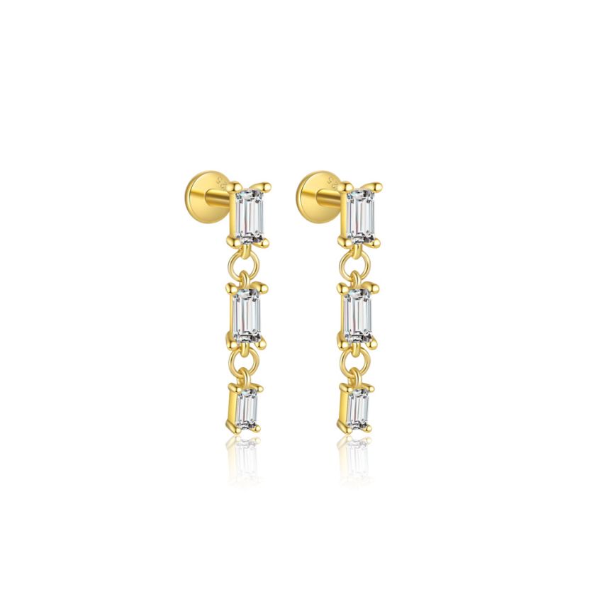 925 Silver 3 galvanization layers Zircon Minimalist Earrings