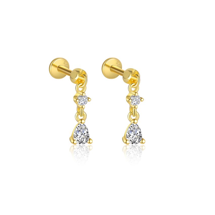 925 Silver 3 galvanization layers Zircon Minimalist Earrings