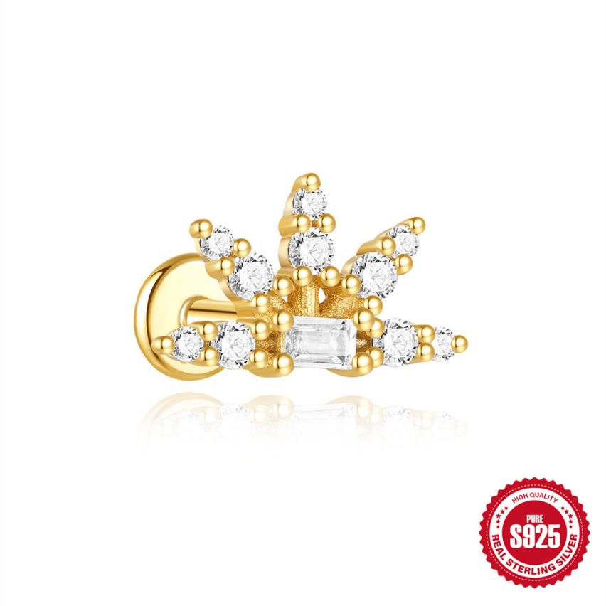 ESSENTIAL 3 galvanization layers 925 Silver Zircon Piercing Earrings 