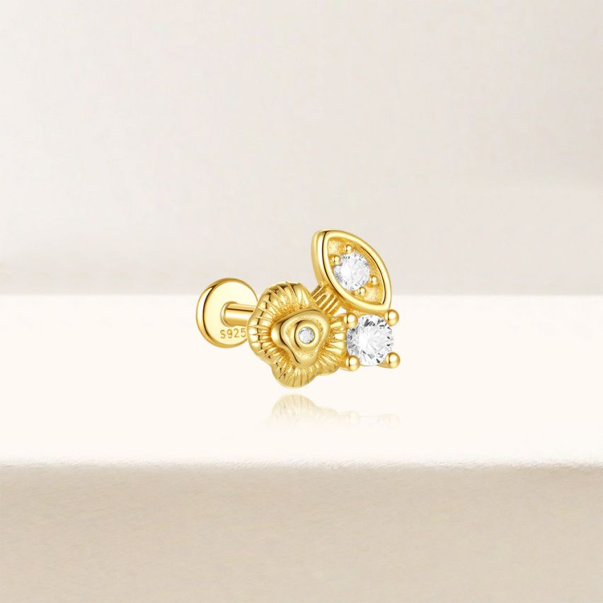 ESSENTIAL 3 galvanization layers 925 Silver Zircon Piercing Earrings 