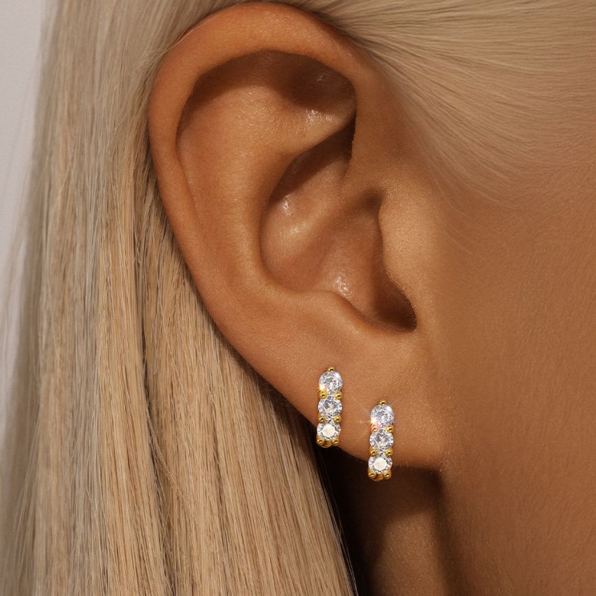 3 galvanization layers Zircon Minimalist Earrings