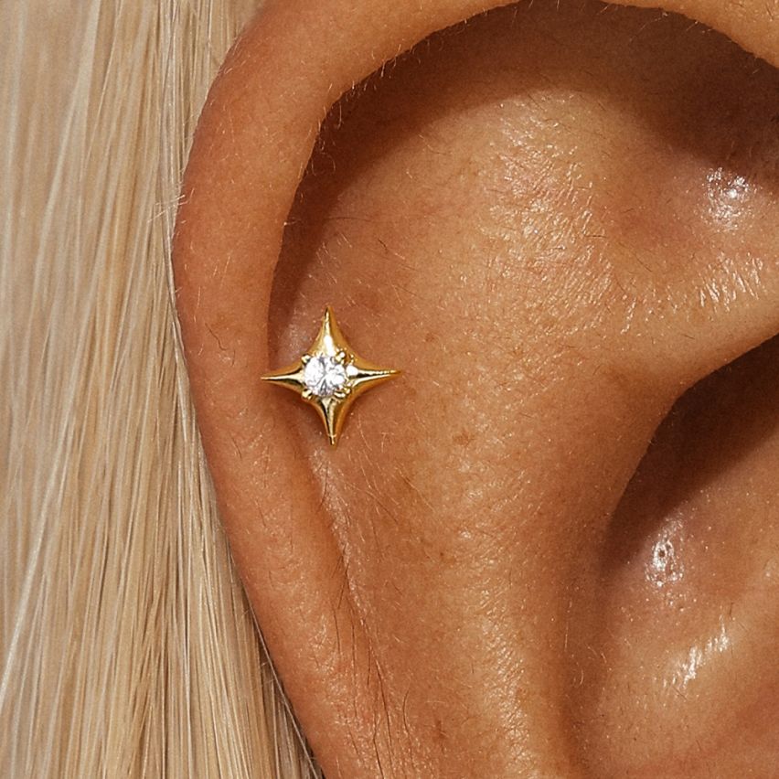 ESSENTIAL 3 galvanization layers 925 Silver Zircon Piercing Earrings