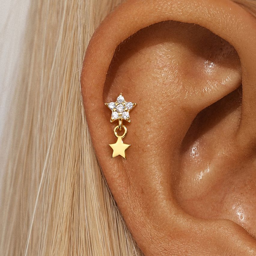 ESSENTIAL 3 galvanization layers 925 Silver Zircon Piercing Earrings