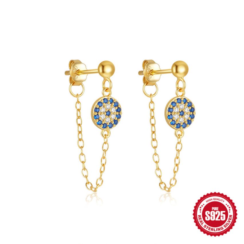 925 Silver 3 galvanization layers Zircon Minimalist Earrings 1.03g