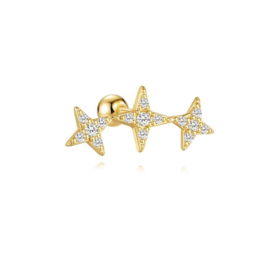 ESSENTIAL 3 galvanization layers 925 Silver Zircon Piercing Earrings