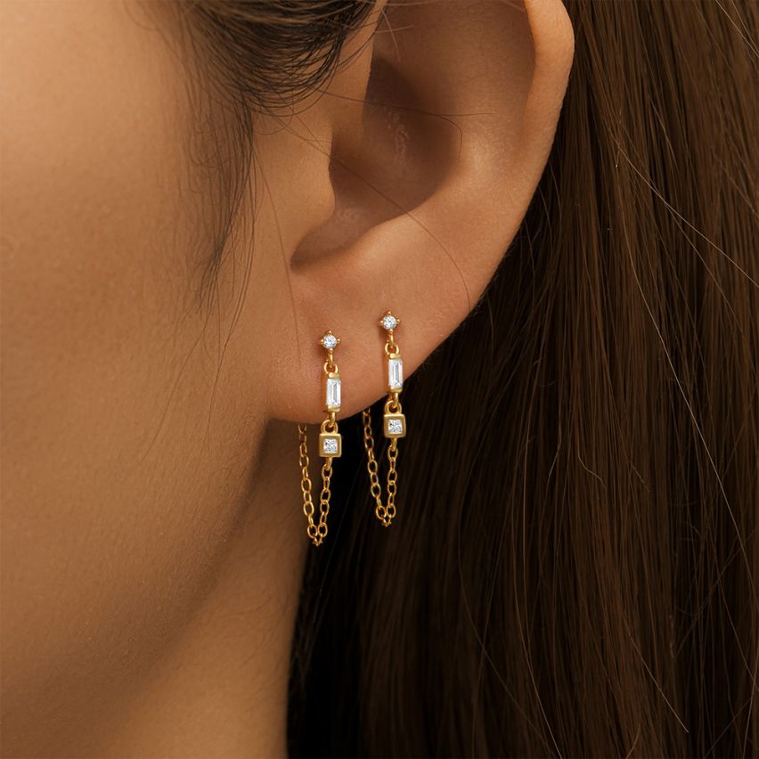 3 galvanization layers Zircon Minimalist Earrings