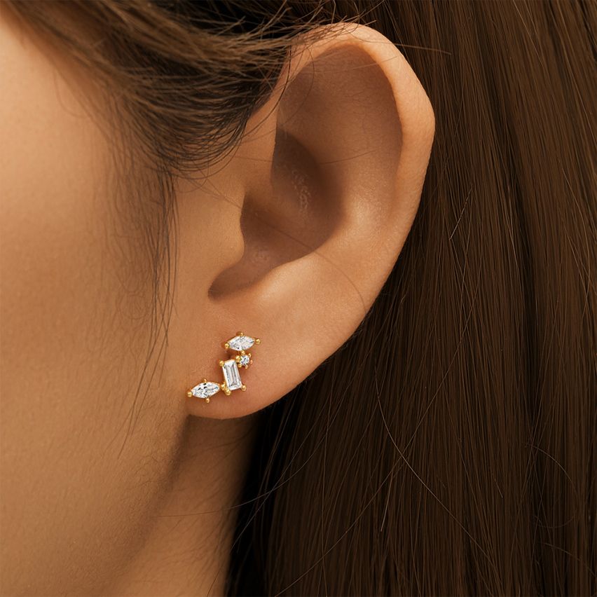 3 galvanization layers Zircon Minimalist Earrings 