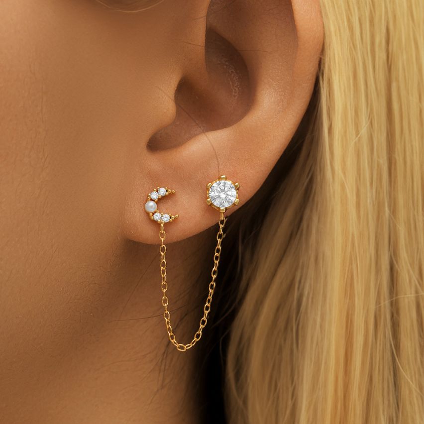 3 galvanization layers Zircon Minimalist Earrings 