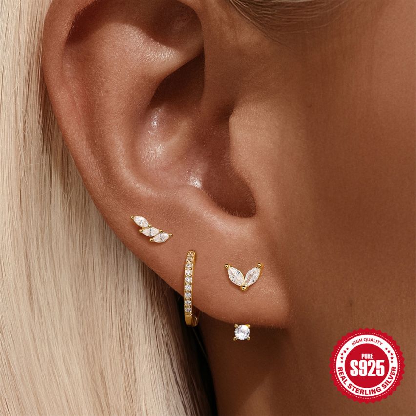 Gold Plating Zircon Sets Earrings 