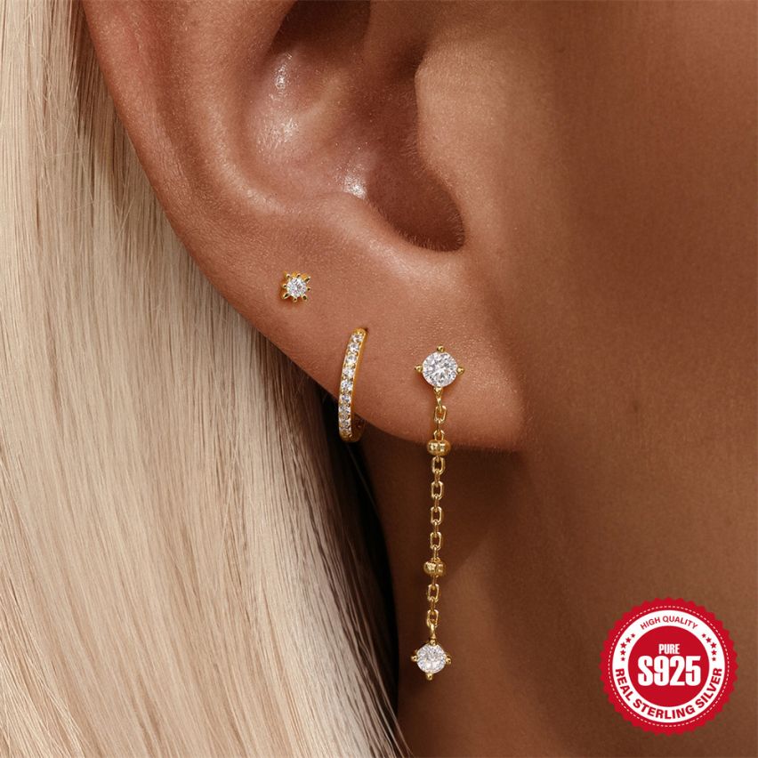 Gold Plating Zircon Sets Earrings 
