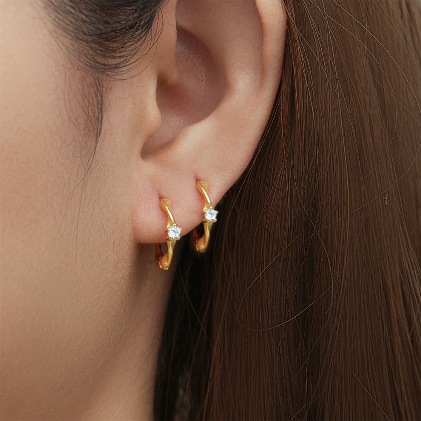 3 galvanization layers Zircon Minimalist Earrings 1.55g