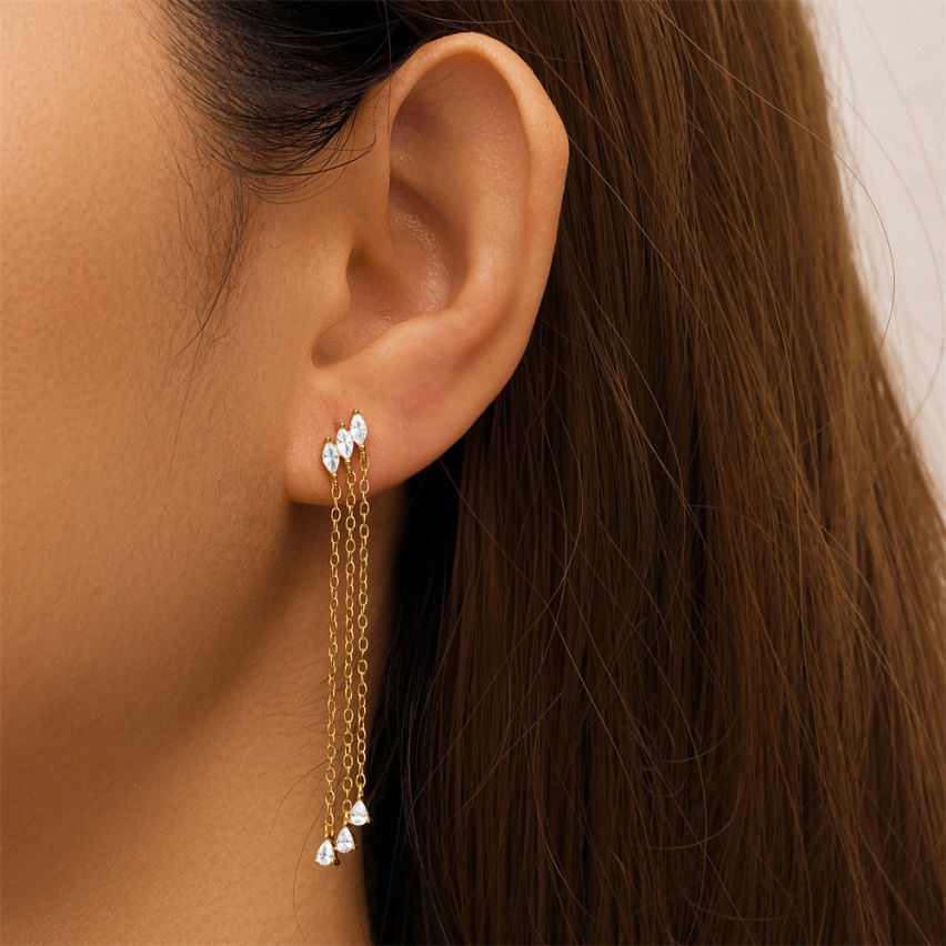 3 galvanization layers Zircon Minimalist Earrings 