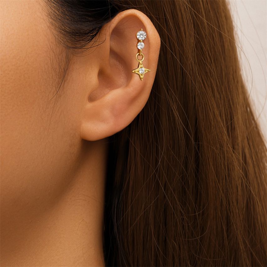ESSENTIAL 3 galvanization layers 925 Silver Zircon Piercing Earrings
