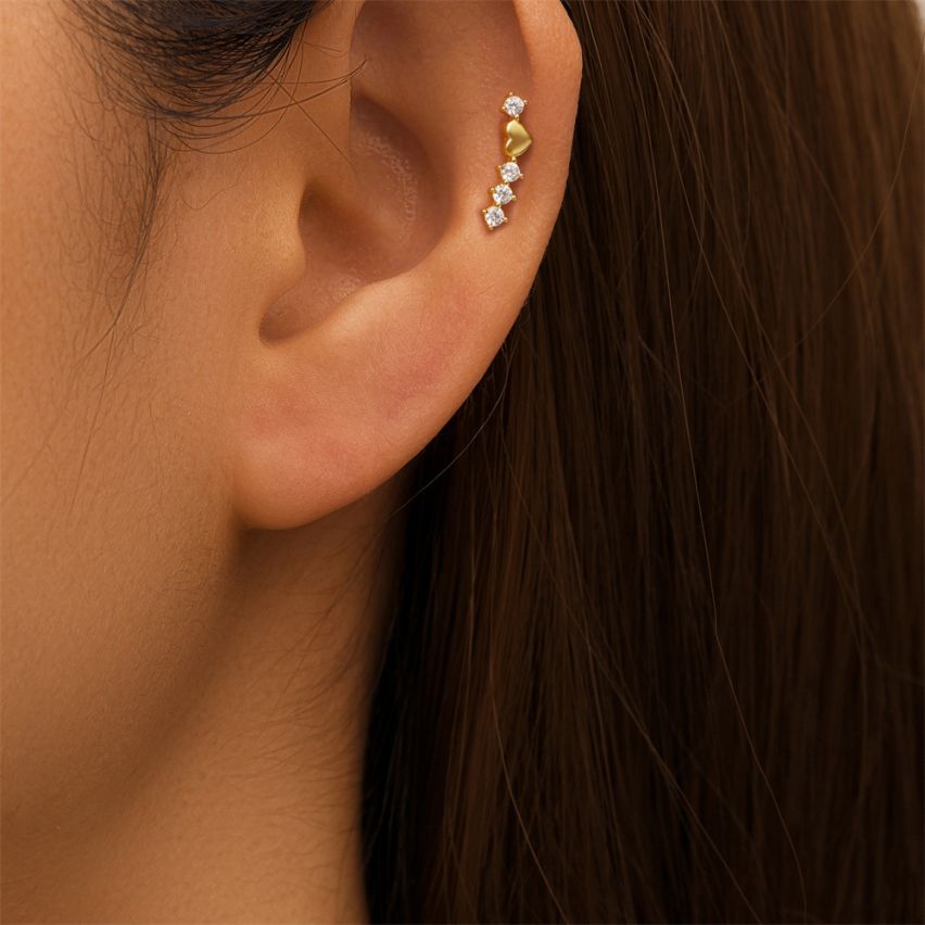 ESSENTIAL 3 galvanization layers 925 Silver Zircon Piercing Earrings 
