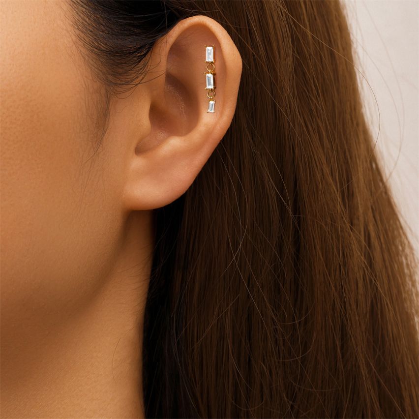 3 galvanization layers Zircon Minimalist Earrings 