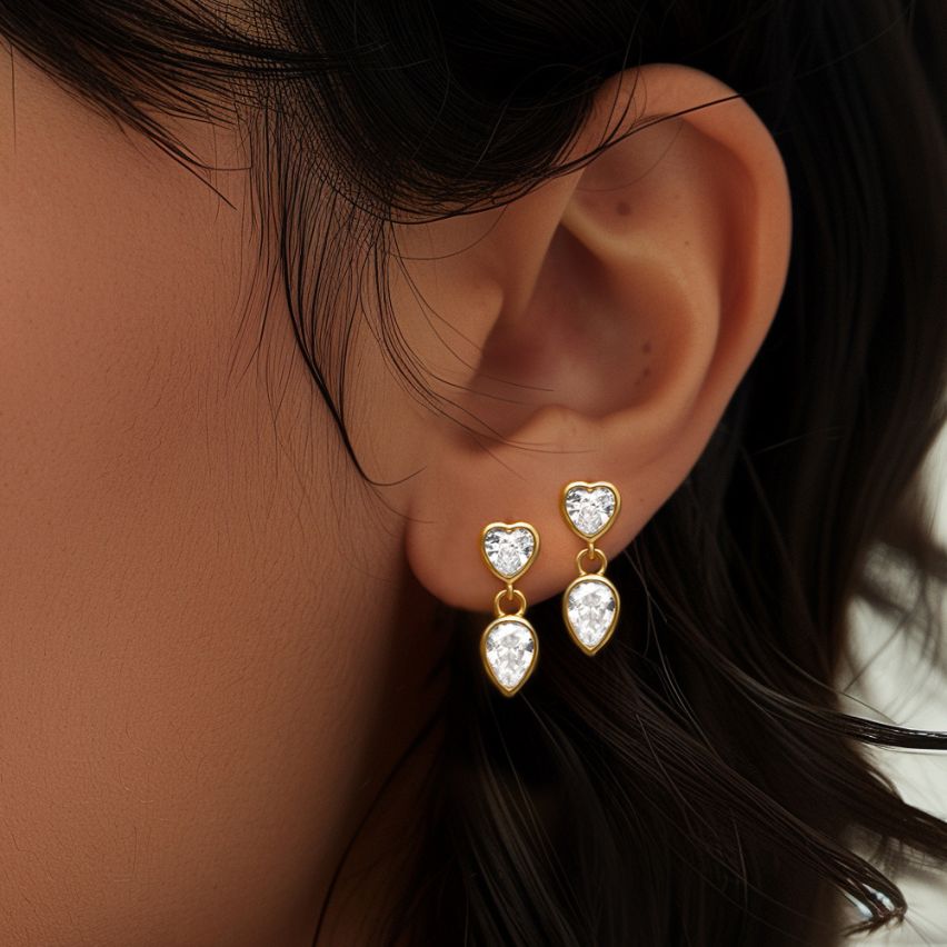 3 galvanization layers Zircon Minimalist Earrings 