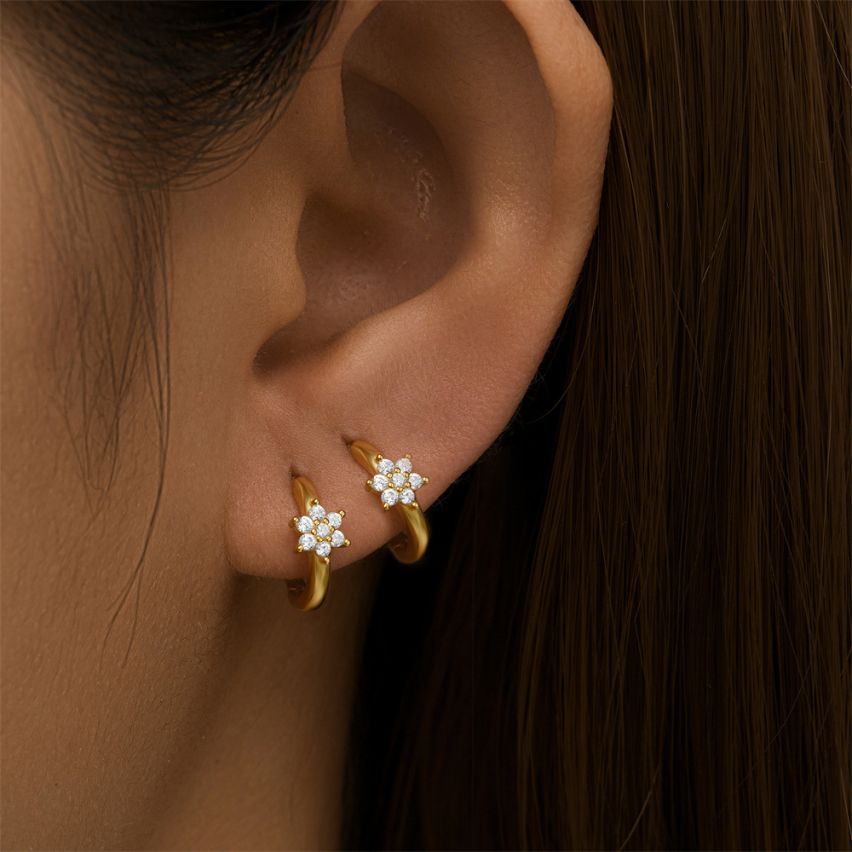 3 galvanization layers Zircon Minimalist Earrings 