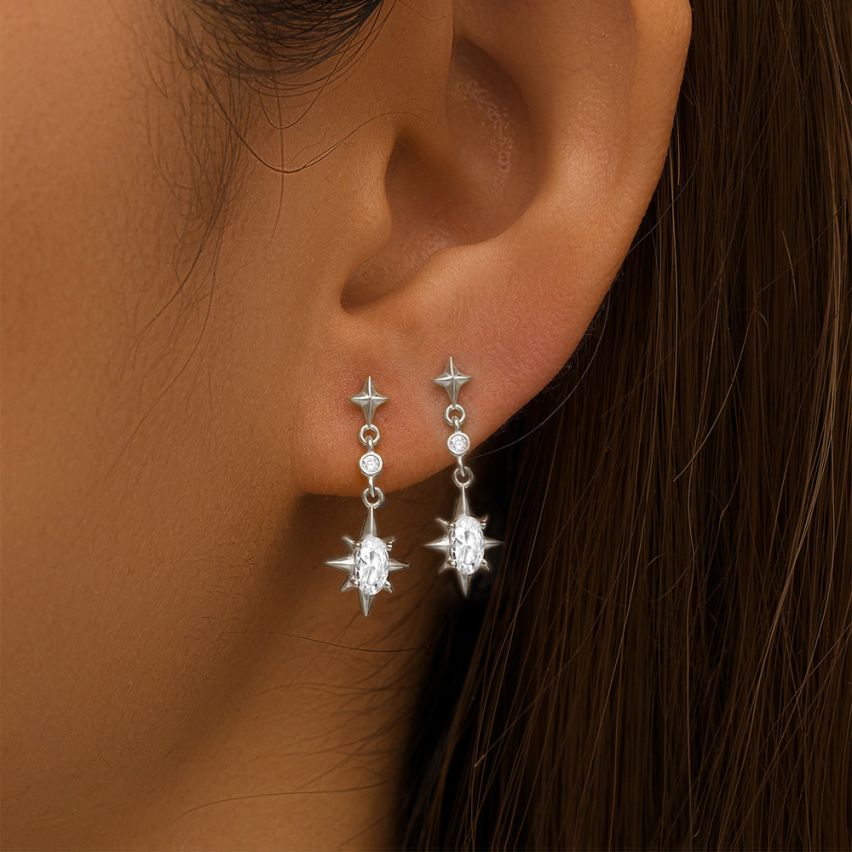 3 galvanization layers Zircon Minimalist Earrings 