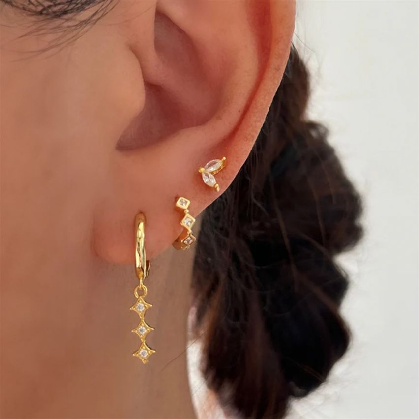 Gold Plating Zircon Sets Earrings 