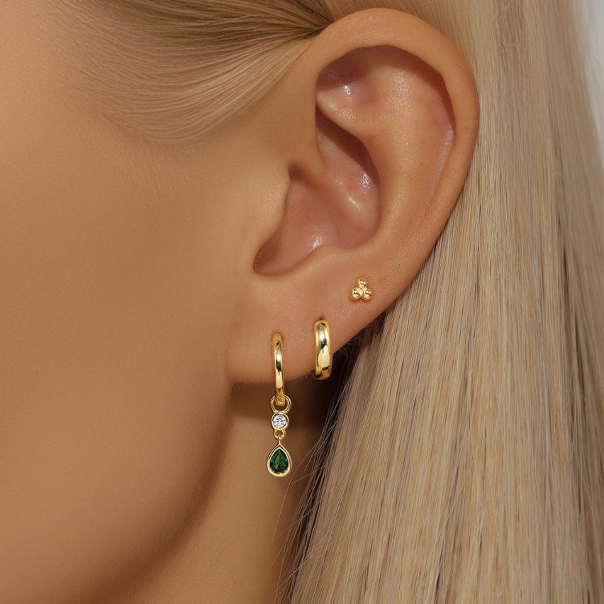 Gold Plating Green Zircon Sets Earrings 