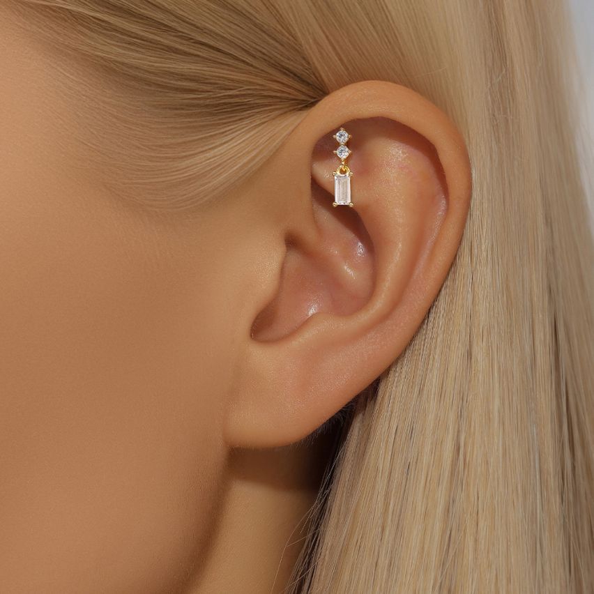 3 galvanization layers Zircon Piercing Earrings 