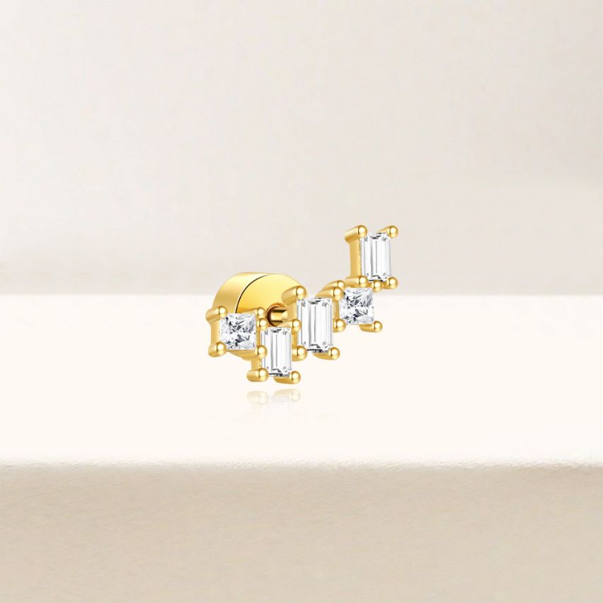 3 galvanization layers Zircon Piercing Earrings 