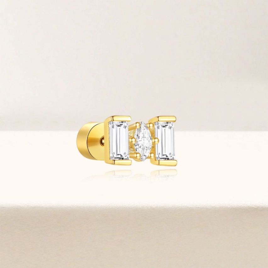 3 galvanization layers Zircon Piercing Earrings 