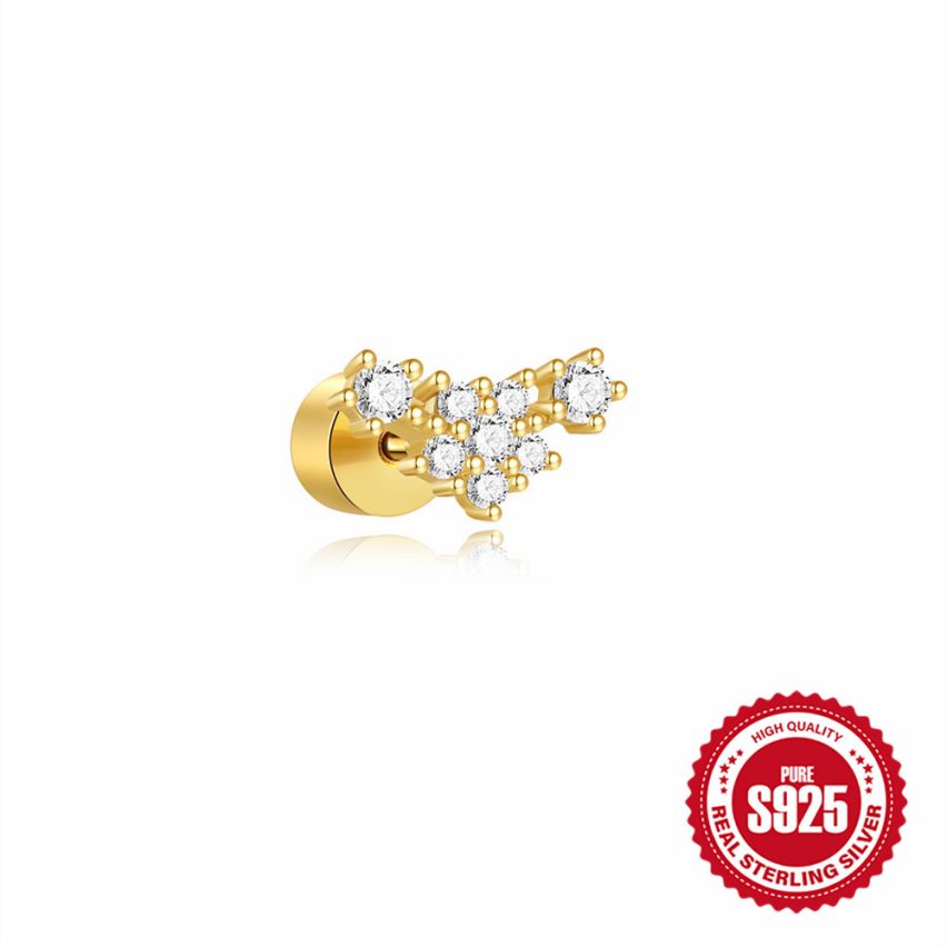 3 galvanization layers Zircon Piercing Earrings 