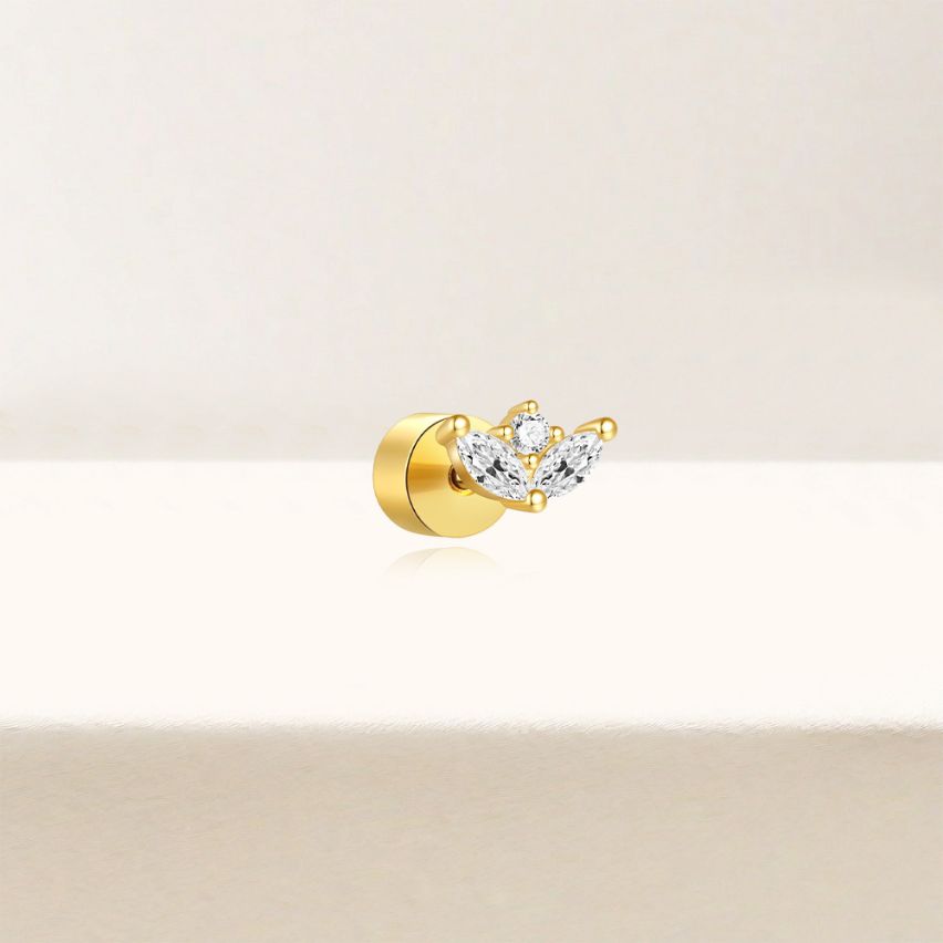 3 galvanization layers Zircon Piercing Earrings 