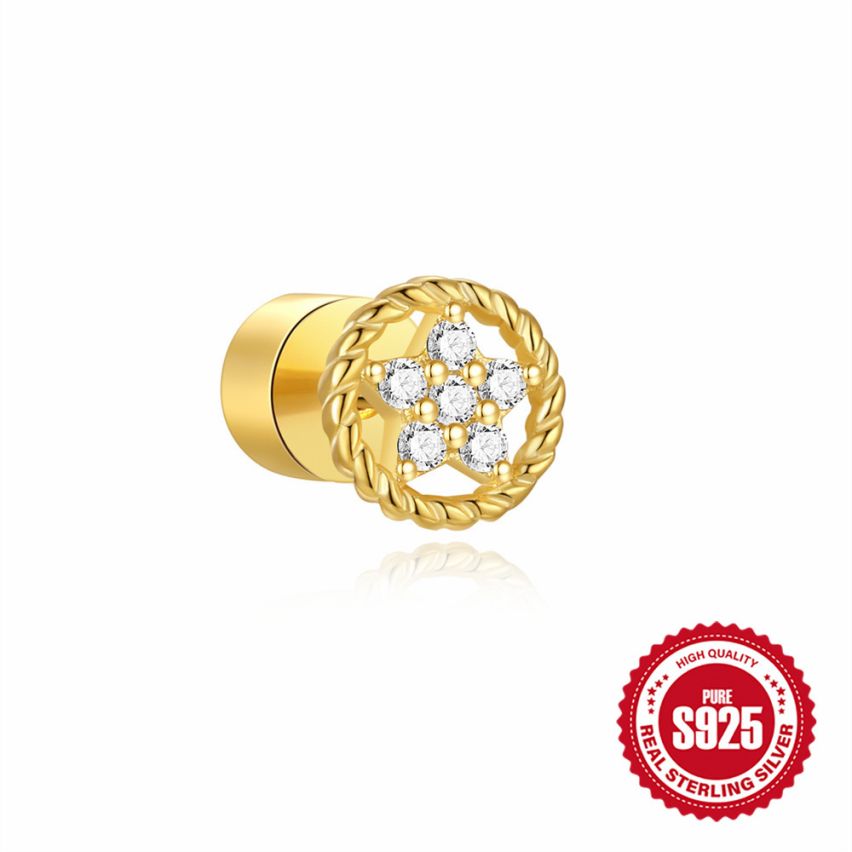 3 galvanization layers Zircon Piercing Earrings 