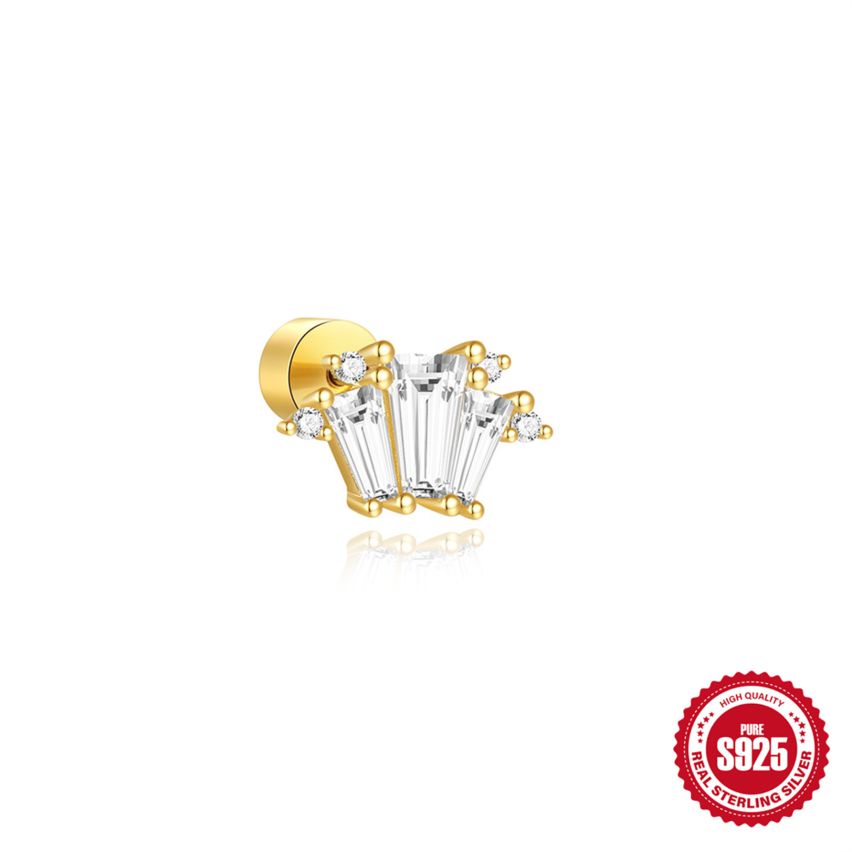 3 galvanization layers Zircon Piercing Earrings 