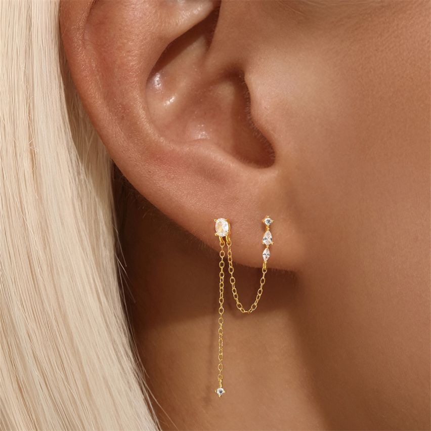 3 galvanization layers Zircon Minimalist Earrings 