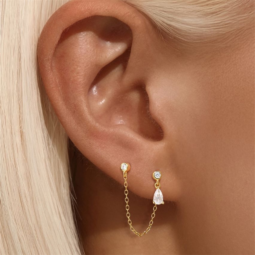 3 galvanization layers Zircon Minimalist Earrings 